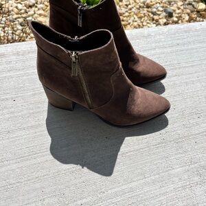 Women’s Brown Suede Ankle Boots with Side Zip